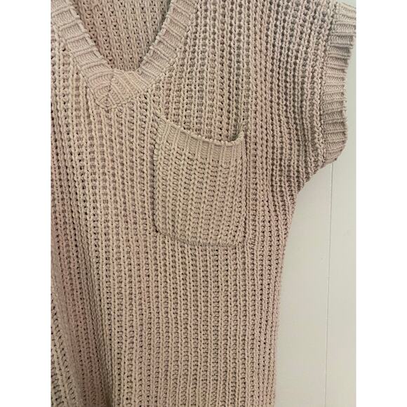 POL Short Sleeve High Low Chenille Sweater Vneck‎ Side Slits Small Lagenlook - Picture 3 of 8